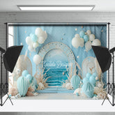 Lofaris Blue Beach Balloons Summer Backdrop For Cake Smash
